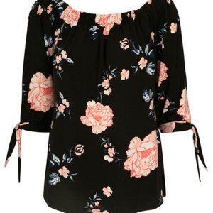 TIE SLEEVE ON-OFF SHOULDER TOP